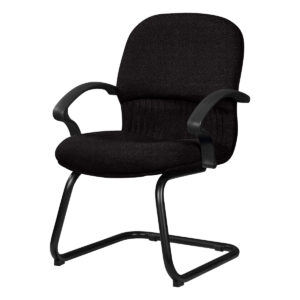 Silla de oficina ergonómica negra con respaldo acolchado y brazos, ideal para espacios de trabajo y.