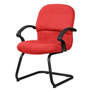 Silla de oficina con respaldo y asiento acolchonados en color rojo, ideal para espacios de trabajo y.