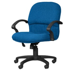 Silla de oficina azul ergonómica con soporte lumbar y ruedas para comodidad y movilidad. Ideal para.
