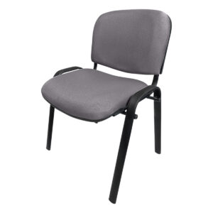 Silla de oficina con respaldo y asiento acolchonados en color gris, ideal para espacios de trabajo y.