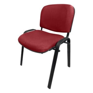 Silla de oficina ergonómica con asiento y respaldo acolchonados en color rojo, ideal para espacios d.