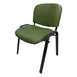Silla de oficina ergonómica en color verde con estructura metálica negra, ideal para espacios de tra.
