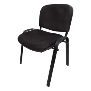 Silla de oficina con respaldo y asiento acolchonados en color negro, ideal para espacios de trabajo.