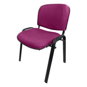 Silla de oficina con asiento y respaldo acolchonados en color vino, ideal para oficinas y salas de r.