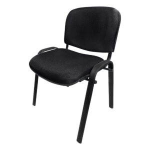 Silla de oficina negra con respaldo y asiento acolchonados, ideal para espacios laborales y de estud.