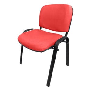 Silla de oficina con asiento y respaldo acolchonados en color rojo, ideal para espacios laborales y.