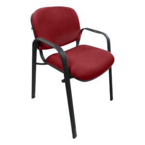 Silla de oficina con respaldo y asiento acolchonados en color rojo para espacios laborales y reunion.