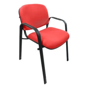Silla de oficina con respaldo y asiento acolchonados en color rojo, ideal para espacios de trabajo y.