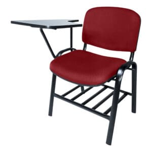 Silla de oficina con escritorio acoplado, ideal para espacios de trabajo y estudio.