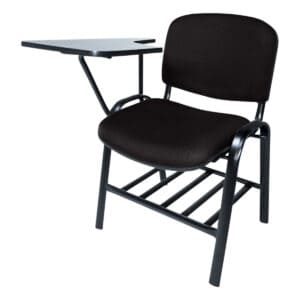 Silla de oficina con escritorio ajustable y cómodo para espacios laborales.
