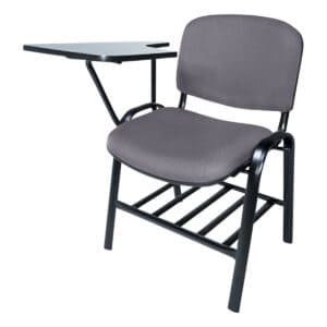 Silla de oficina con escritorio plegable para espacios de trabajo eficientes.