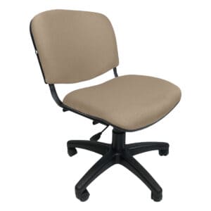 Silla de oficina ergonómica beige con soporte ajustable y ruedas para comodidad y movilidad. Ideal p.