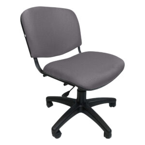 Silla de oficina ergonómica gris con respaldo y asiento acolchonados, ideal para espacios de trabajo.