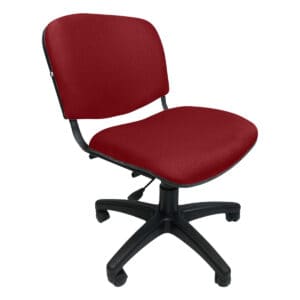 Silla de oficina ergonómica con asiento y respaldo en color rojo, ideal para espacios de trabajo y o.