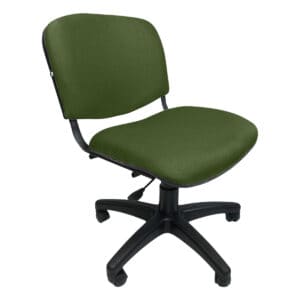 Silla de oficina verde con respaldo y asiento acolchonados, ideal para espacios de trabajo cómodos y.