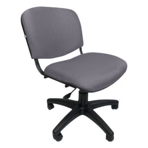 Silla de oficina ergonómica gris para trabajo y estudio, con asiento y respaldo acolchonados, ideal.