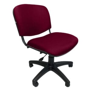 Silla de oficina ergonómica con asiento y respaldo en color burdeos para espacios de trabajo.