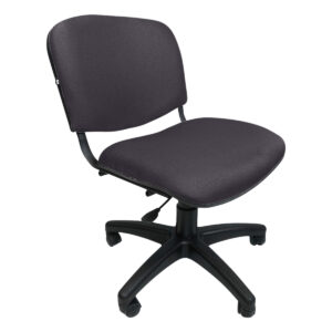 Silla de oficina ergonómica negra con asiento y respaldo acolchonados, ideal para espacios de trabaj.