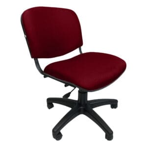 Silla de oficina con asiento y respaldo acolchonados en color rojo, ideal para espacios de trabajo y.