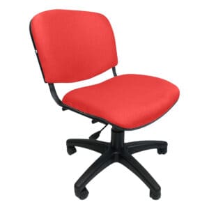 Silla de oficina ergonómica con asiento y respaldo rojos, ideal para espacios de trabajo.