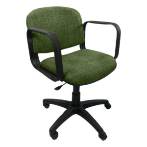 Silla de oficina ergonómica con asiento y respaldo acolchonados en color verde, ideal para espacios.