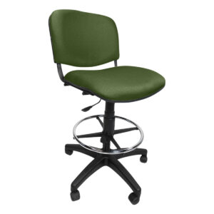 Silla de oficina ajustable con respaldo y asiento acolchonados en color verde. Ideal para espacios d.