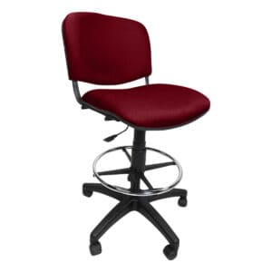 Silla de oficina ajustable con respaldo y asiento acolchonados en color rojo, ideal para espacios de.