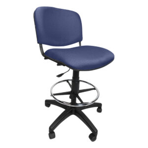 Silla de oficina ajustable con respaldo y asiento acolchonados en color azul, ideal para espacios de.