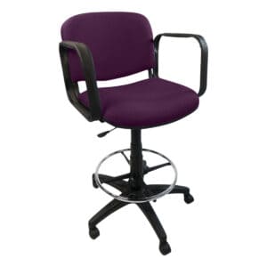 Silla de oficina ergonómica con respaldo y asiento morado, ideal para espacios de trabajo modernos y.