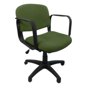 Silla de oficina ergonómica con respaldo y asiento acolchonados en color verde, ideal para espacios.