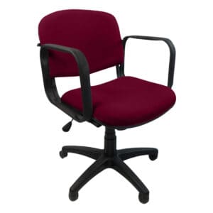 Silla de oficina ergonómica con respaldo y asiento acolchado en color burdeos, ideal para espacios d.
