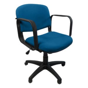 Silla de oficina ergonómica azul con respaldo y brazos para mayor comodidad. Ideal para espacios de.