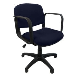 Silla de oficina ergonómica con ruedas, respaldo acolchado y brazos para comodidad en espacios de tr.