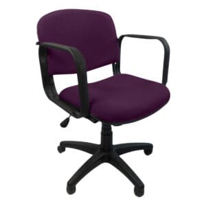 Silla de oficina con respaldo y asiento morados, ideal para espacios de trabajo y oficina en casa.
