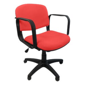 Silla de oficina con respaldo y asiento acolchonados en color rojo, ideal para espacios de trabajo y.