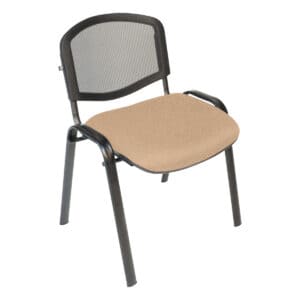 Silla de oficina ergonómica con respaldo de malla y asiento acolchado para comodidad en espacios lab.