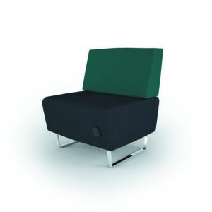 Silla de oficina moderna con respaldo verde y estructura negra, ideal para espacios de trabajo conte.