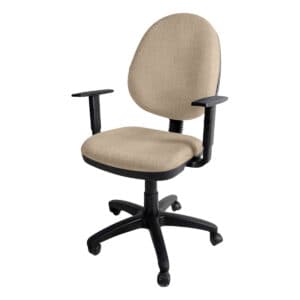 Silla de oficina ergonómica beige con respaldo y brazos ajustables, ideal para espacios de trabajo c.