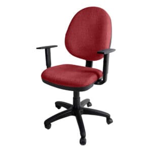 Silla de oficina ergonómica roja con respaldo y asiento acolchonados, ideal para espacios de trabajo.
