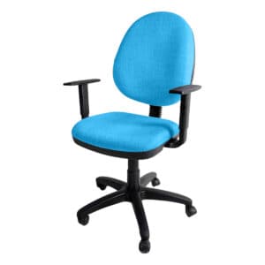 Silla de oficina ergonómica azul para trabajo y estudio, con soporte ajustable y ruedas para movilid.