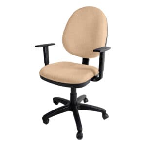 Silla de oficina ergonómica con respaldo y asiento acolchonados en color beige, ideal para espacios.