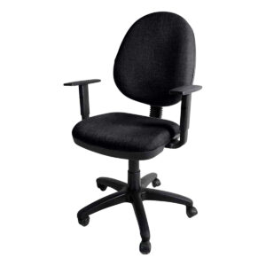 Silla de oficina ergonómica negra con respaldo y asiento acolchonados, ideal para espacios de trabaj.
