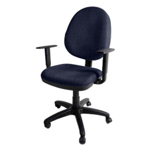 Silla de oficina ergonómica con respaldo azul oscuro y ajuste de altura, ideal para espacios de trab.