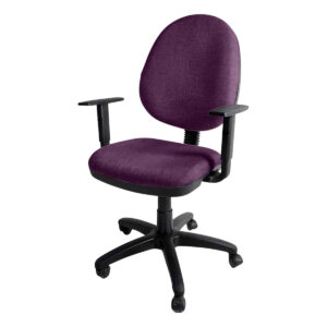 Silla de oficina ergonómica con respaldo morado, ideal para espacios de trabajo y estudio.