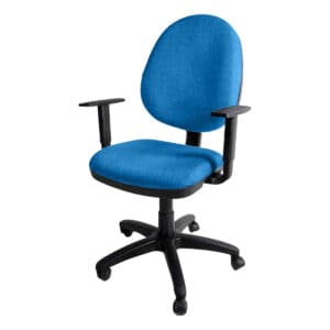 Silla de oficina ergonómica azul para trabajo y estudio, con soporte ajustable y ruedas para movilid.