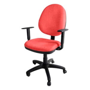 Silla de oficina ergonómica con asiento y respaldo acolchonados en color rojo, ideal para espacios d.