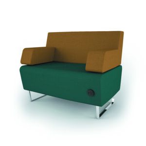 Sofá de oficina moderno con diseño ergonómico y colores vibrantes para espacios laborales.