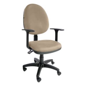 Silla de oficina ergonómica beige con ruedas y ajuste de altura para espacios de trabajo cómodos y f.