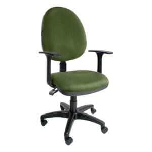 Silla de oficina ajustable con respaldo y ruedas, ideal para espacios de trabajo modernos.