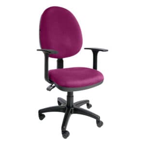 Silla de oficina ergonómica con respaldo y asiento morado, ideal para espacios de trabajo y oficina.